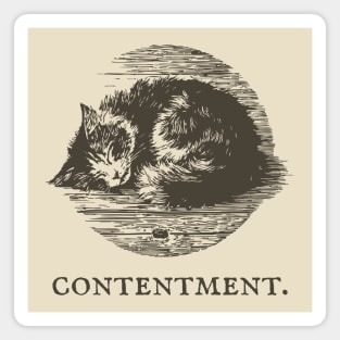 Contentment Sleeping Cat Illustration Magnet
